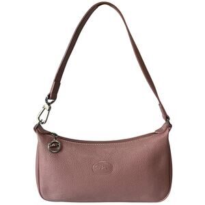 Vintage‎ Longchamp Le Foulonné Pink Leather Shoulder Bag Y2K Silver Baguette